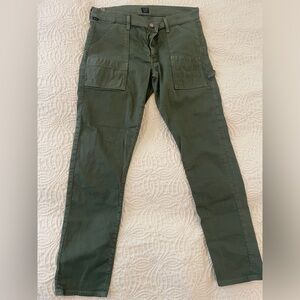 Green denim cargo pants